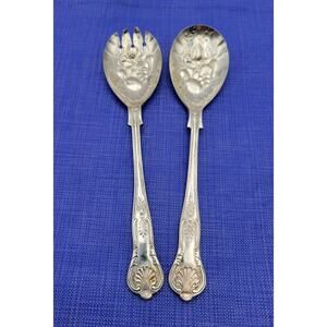 Sheffield EPSA1 Kings Pattern Silverplate Salad Server Set 2 England Vtg